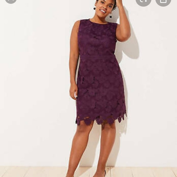Dresses & Skirts - NWT Loft Plum Floral Lace Scalloped Dress